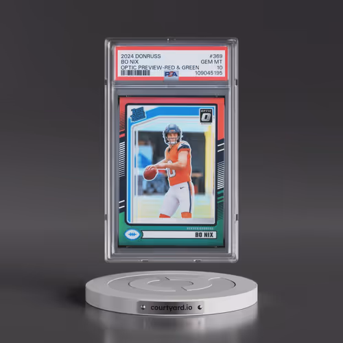 2024 Panini Donruss #369 Bo Nix - Optic Preview-Red & Green (PSA 10 GEM MINT)