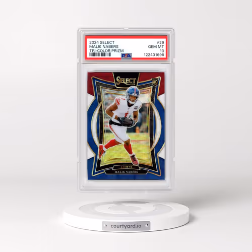 2024 Panini Select #29 Malik Nabers - Tri-Color Prizm (PSA 10 GEM MINT)