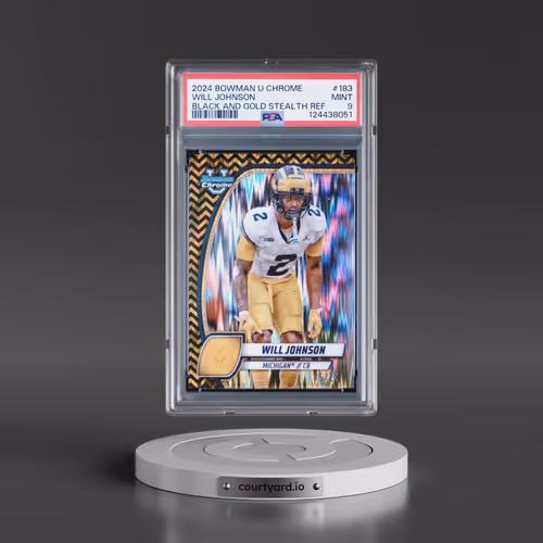 2024 Bowman University Chrome #183 Will Johnson - Black and Gold Stealth Refractor (PSA 9 MINT)
