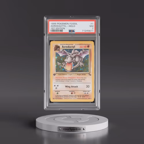 1999 Pokémon Fossil #1 Aerodactyl - 1st Edition Holo (PSA 7 NM)