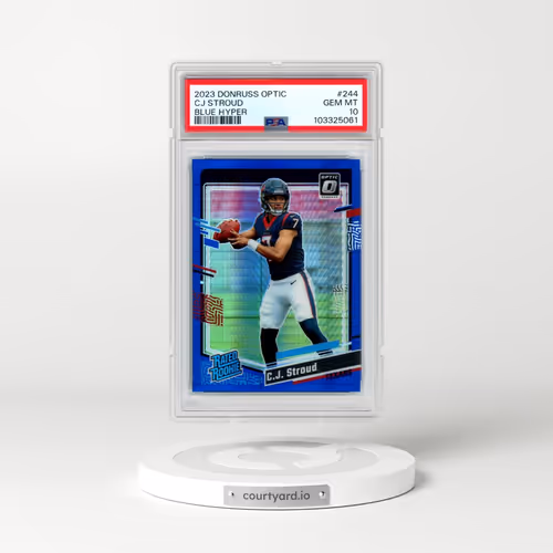 2023 Panini Donruss Optic #244 CJ Stroud - Blue Hyper (PSA 10 GEM MINT)