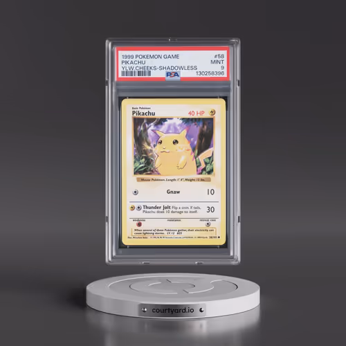 1999 Pokémon Game #58 Pikachu - Shadowless Yellow Cheeks (PSA 9 MINT)