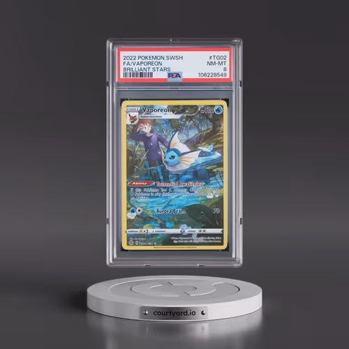 2022 Pokémon Sword & Shield Brilliant Stars #TG02 Vaporeon - Full Art (PSA 8 NM-MT)