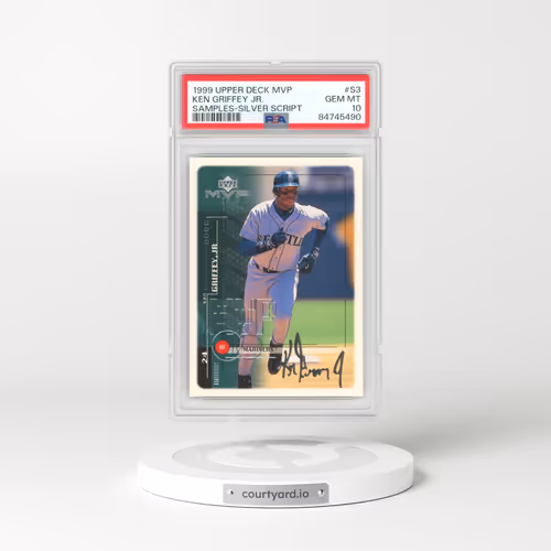 1999 Upper Deck MVP #S3 Ken Griffey Jr - Samples-Silver Script (PSA 10 GEM MINT)