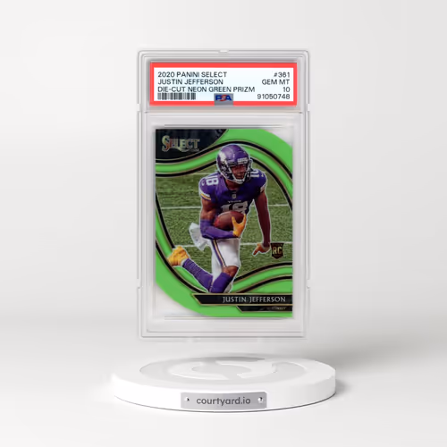 2020 Panini Select #361 Justin Jefferson - Die-Cut Neon Green Prizm (PSA 10 GEM MINT)