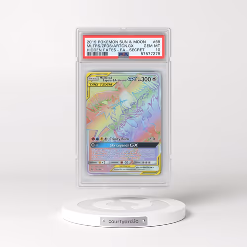 2019 Pokémon Sun & Moon Hidden Fates #69 Moltres & Zapdos & Articuno GX - Holo Full Art Secret (PSA