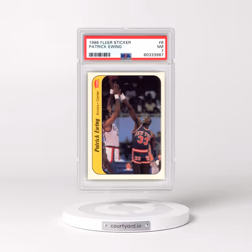 1986 Fleer Sticker #6 Patrick Ewing (PSA 7 NM)