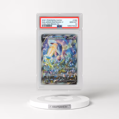 2021 Pokémon Sword & Shield Chilling Reign #168 Galarian Rapidash V - Holo Full Art (PSA 10 GEM MINT)