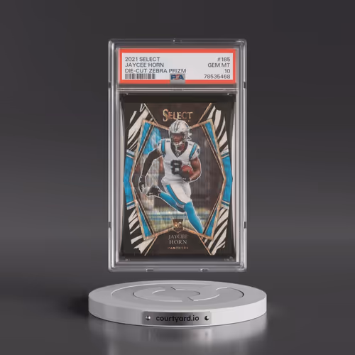 2021 Panini Select #185 Jaycee Horn - Die-Cut Zebra Prizm (PSA 10 GEM MINT)