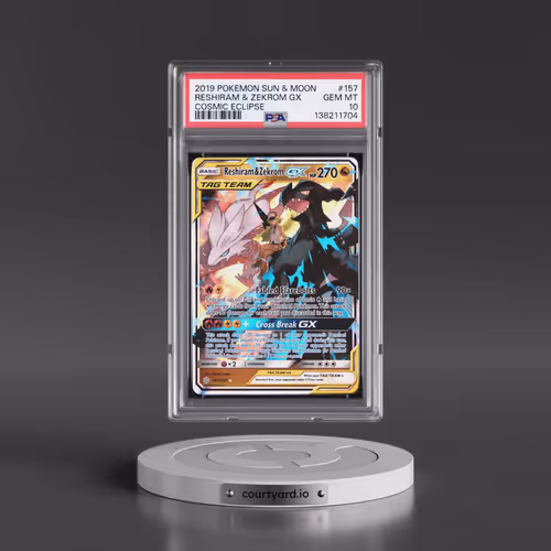 2019 Pokémon Sun & Moon Cosmic Eclipse #157 Reshiram & Zekrom GX - Holo (PSA 10 GEM MINT)