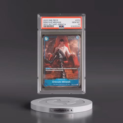 2022 One Piece OP01-Romance Dawn #070 Dracule Mihawk - Alternate Art-Errata (PSA 10 GEM MINT)