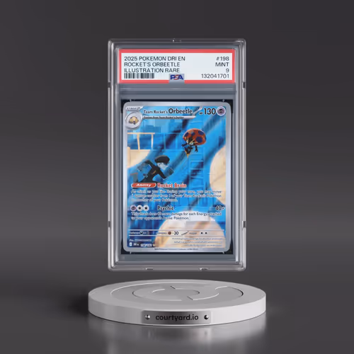 2025 Pokémon Dri EN-Destined Rivals #198 Team Rocket's Orbeetle - Illustration Rare (PSA 9 MINT)