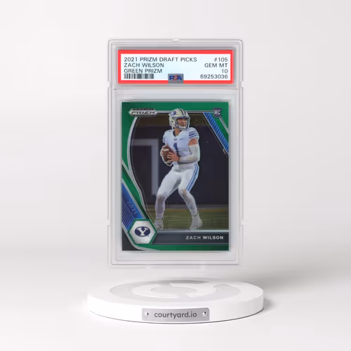 2021 Panini Prizm Draft Picks #105 Zach Wilson - Green Prizm (PSA 10 GEM MINT)