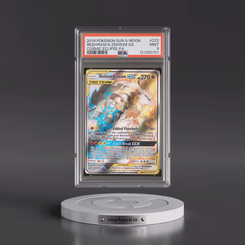 2019 Pokémon Sun & Moon Cosmic Eclipse #222 Reshiram & Zekrom GX - Holo Full Art (PSA 9 MINT)