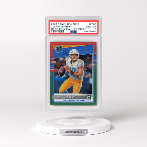 2020 Panini Donruss #P303 Justin Herbert - Optic Preview-Red/Green (PSA 10 GEM MINT)