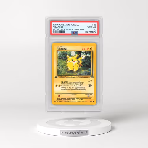 1999 Pokémon Jungle #60 Pikachu - 1st Edition W Stamp Duelist Promo (PSA 10 GEM MINT)
