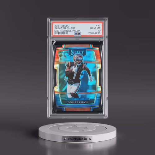 2021 Panini Select #47 JA'Marr Chase - Die-Cut Red/Blue Prizm (PSA 10 GEM MINT)