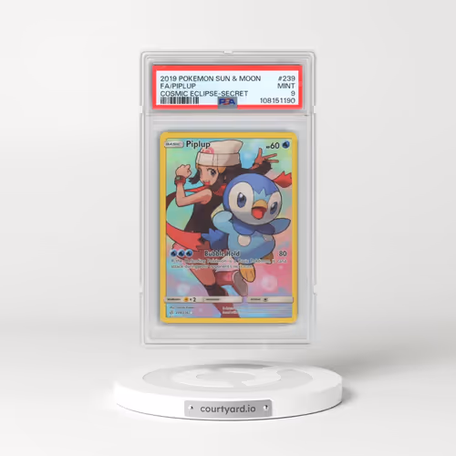 2019 Pokémon Sun & Moon Cosmic Eclipse #239 Piplup - Full Art Secret (PSA 9 MINT)