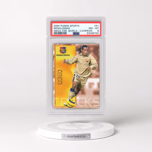 2004 Panini Sports Mega Cracks Barca #91 Ronaldinho - Campeon (Spanish) (PSA 8 NM-MT)