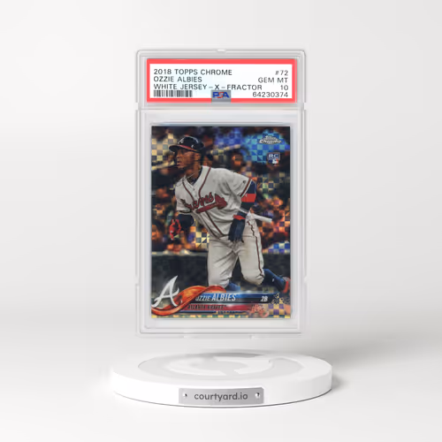 2018 Topps Chrome #72 Ozzie Albies - White Jersey-X-Fractor (PSA 10 GEM MINT)