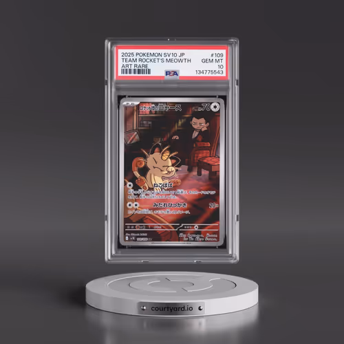 2025 Pokémon SV10-Glory of Team Rocket #109 Team Rocket's Meowth - Art Rare (PSA 10 GEM MINT)