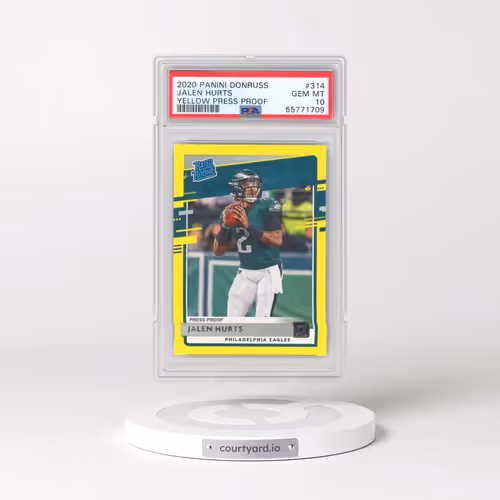 2020 Panini Donruss #314 Jalen Hurts - Yellow Press Proof (PSA 10 GEM MINT)
