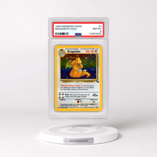 1999 Pokémon Fossil #4 Dragonite - Holo (PSA 8 NM-MT)