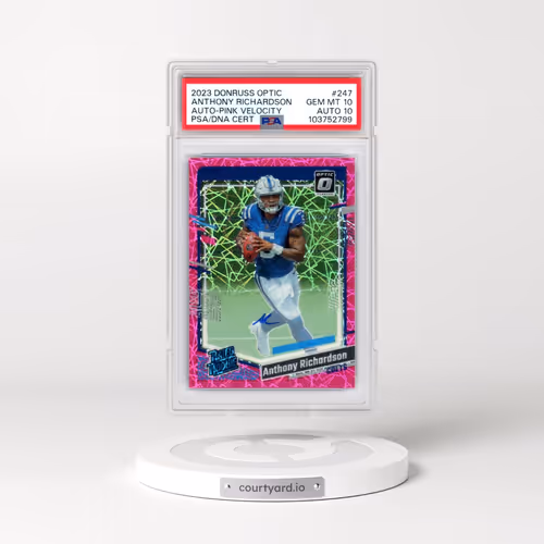 2023 Panini Donruss Optic #247 Anthony Richardson - Autograph-Pink Velocity (PSA 10 GEM MINT)