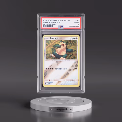 2019 Pokémon Sun & Moon Hidden Fates #50 Snorlax - Reverse Foil (PSA 9 MINT)