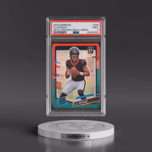 2023 Panini Donruss #339 CJ Stroud - Optic Preview-Red & Green (PSA 9 MINT)