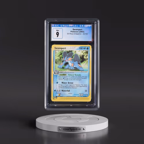 2003 EX Ruby & Sapphire (2003 Copyright, w/ "e" Symbol) #23/109 Swampert (CGC 9 MINT)