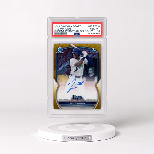 2023 Bowman Draft Chrome Prospect Autograph #CDATMO Tre' Morgan - Gold Shimmer (PSA 10 GEM MINT)