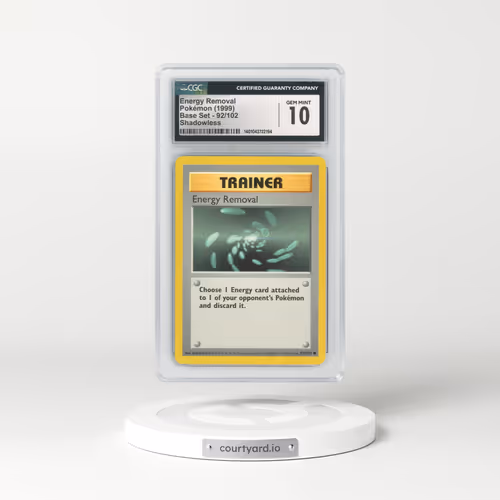1999 Base Set #92 Energy Removal - Shadowless Shadowless (CGC 10 GEM MINT)