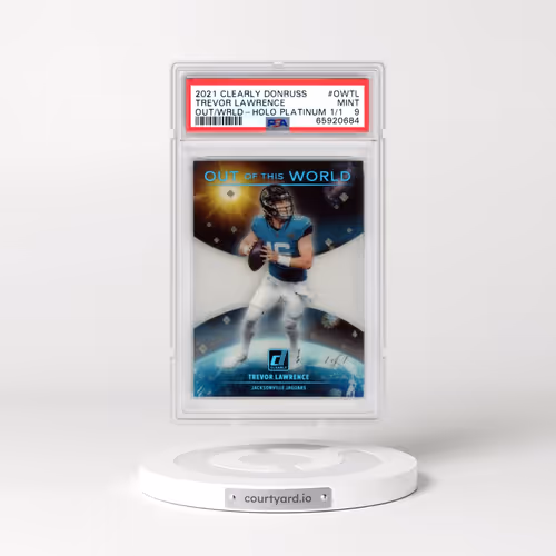 2021 Panini Clearly Donruss Out of This World #OWTL Trevor Lawrence - Holo Platinum 1/1 (PSA 9 MINT)