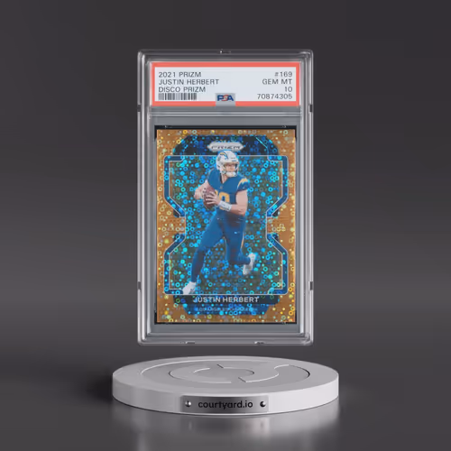 2021 Panini Prizm #169 Justin Herbert - Disco Prizm (PSA 10 GEM MINT)