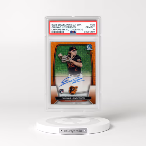 2023 Bowman Mega Box Chrome Rookies Autographs #GH Gunnar Henderson - Orange Refractor (PSA 10 GEM M