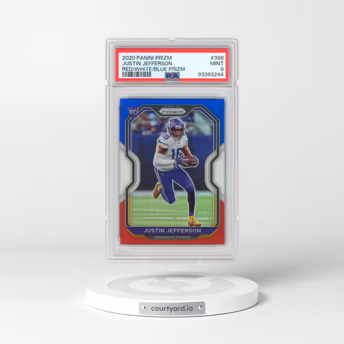 2020 Panini Prizm #398 Justin Jefferson - Red/White/Blue Prizm (PSA 9 MINT)
