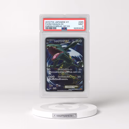2015 Pokémon XY Emerald Break #085 Rayquaza EX - 1st Edition Holo Full Art (PSA 9 MINT)