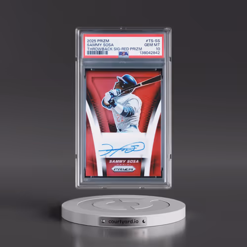 2025 Panini Prizm Throwback Signatures #TS-SS Sammy Sosa - Red Prizm (PSA 10 GEM MINT)