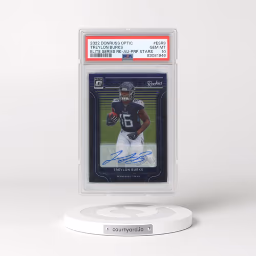2022 Panini Donruss Optic the Elite Series Rookies #ESR9 Treylon Burks - Autograph-Purple Stars (PSA