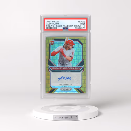 2021 Panini Prizm Rookie Autographs #RAAB Alec Bohm - Gold Pandora Prizm (PSA 9 MINT)
