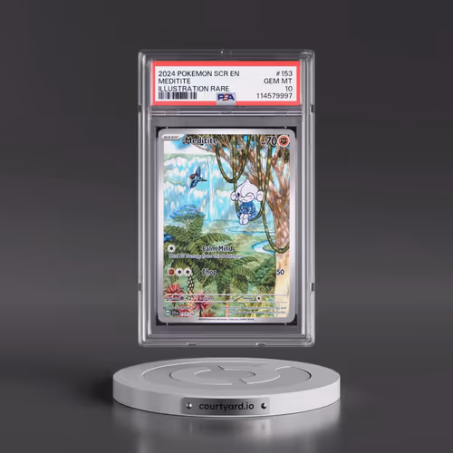 2024 Pokémon Scr EN-Stellar Crown #153 Meditite - Illustration Rare (PSA 10 GEM MINT)
