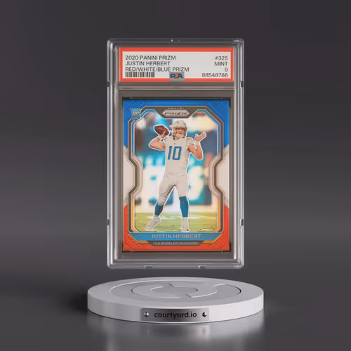 2020 Panini Prizm #325 Justin Herbert - Red/White/Blue Prizm (PSA 9 MINT)