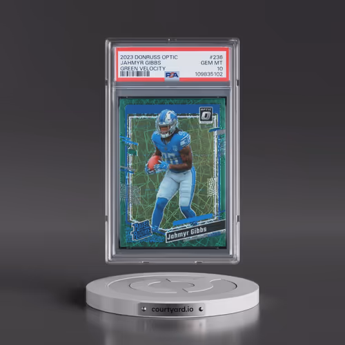 2023 Panini Donruss Optic #236 Jahmyr Gibbs - Green Velocity (PSA 10 GEM MINT)