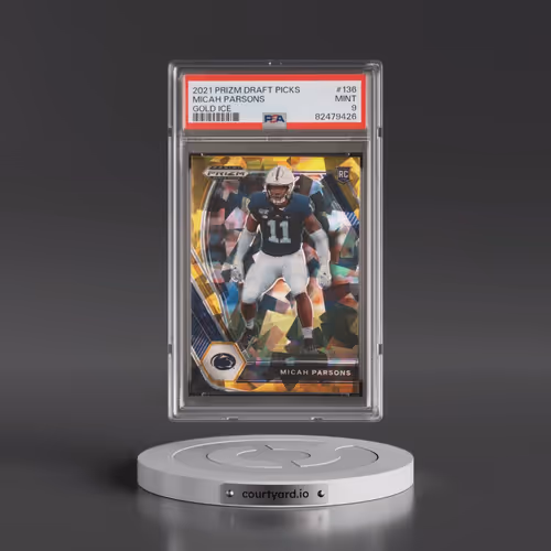 2021 Panini Prizm Draft Picks #136 Micah Parsons - Gold Ice (PSA 9 MINT)