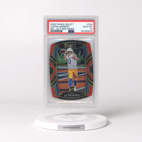 2020 Panini Select #244 Justin Herbert - Die-Cut Red Prizm (PSA 10 GEM MINT)