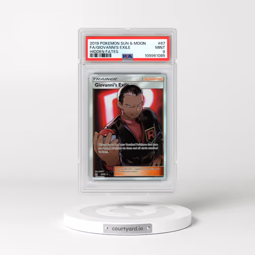 2019 Pokémon Sun & Moon Hidden Fates #67 Giovanni's Exile - Full Art (PSA 9 MINT)