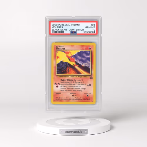 2000 Pokémon Promo Black Star #21 Moltres - Toshinao Aoki Error (PSA 10 GEM MINT)