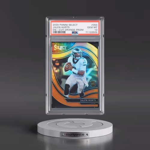 2020 Panini Select #350 Jalen Hurts - Die-Cut Orange Prizm (PSA 10 GEM MINT)