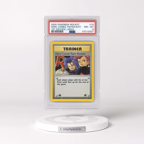2000 Pokémon Rocket #15 Here Comes Team Rocket! - 1st Edition Holo (PSA 8 NM-MT)